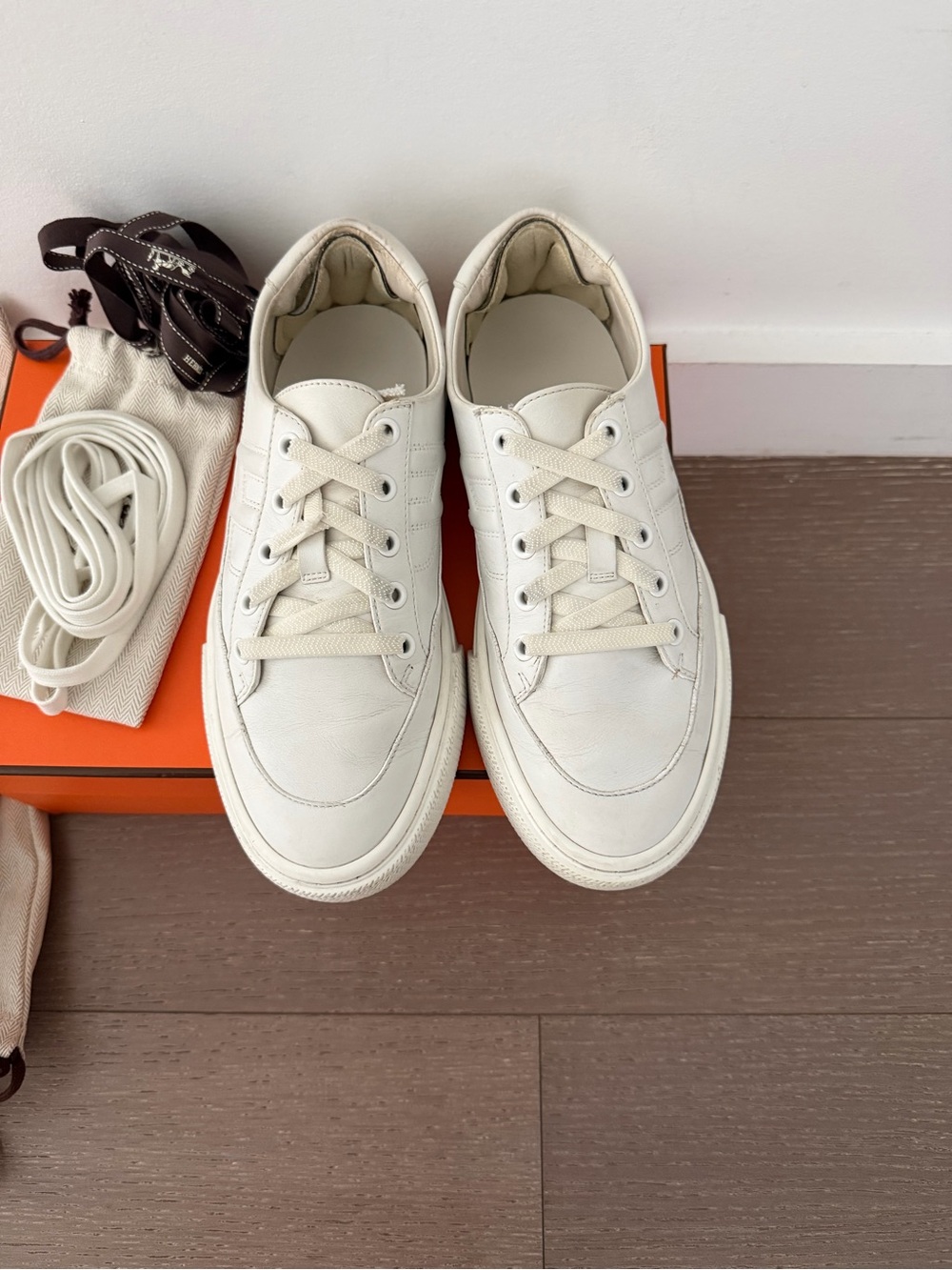 Hermes Deep Sneakers White EU 38 - Picture 1 of 12